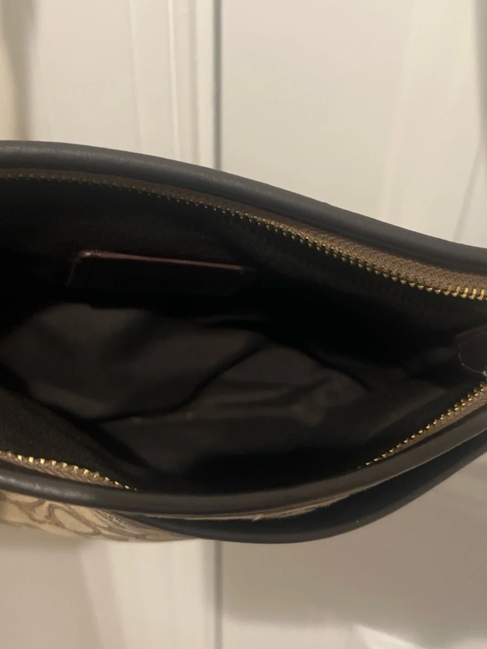 Coach Brown Signature Canvas Crossbody with Black Strap